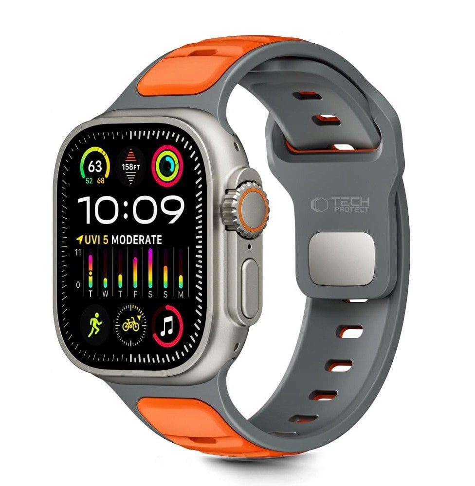 Pasek Tech-Protect IconBand Line do Apple Watch 8 / 9 / 10 / 11 / SE / Ultra 44/45/46/49mm Grey/orange