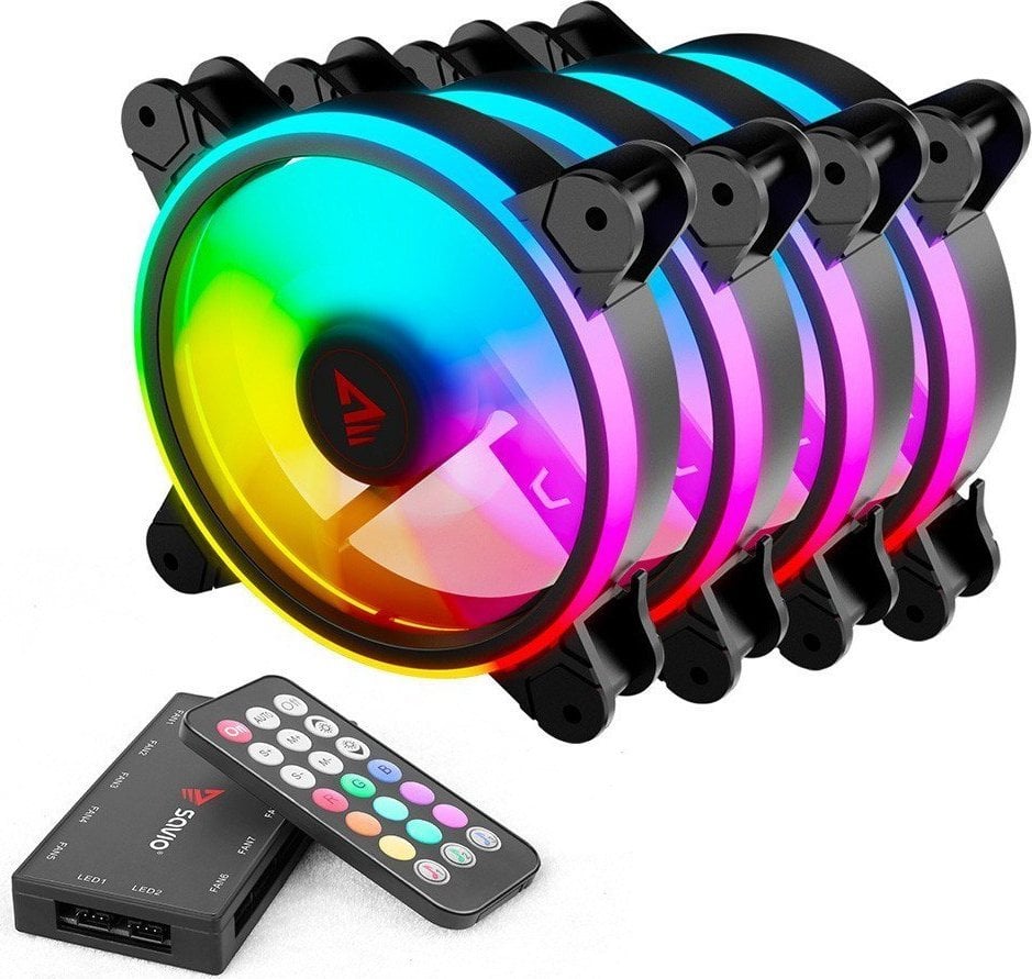Wentylator Savio FAN-01 ARGB Czarny 4-pack + Hub + Pilot (SAVGFAN-01)
