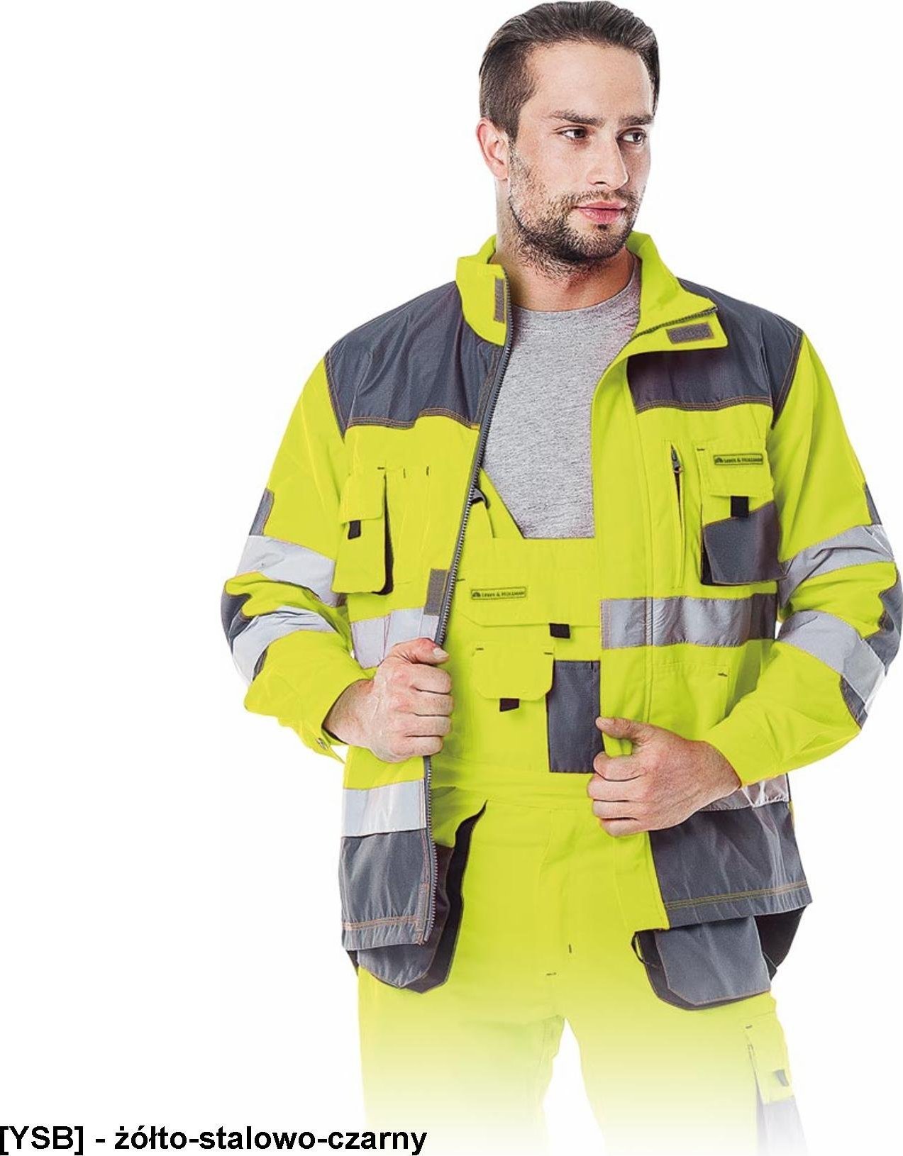 R.E.I.S. LH-FMNX-J - OSTRZEGAWCZA BLUZA OCHRONNA - żółto-stalowo-czarny S