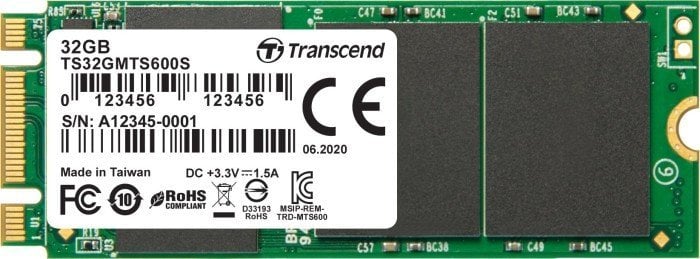 TRANSCEND SSD 32GB 600S, M.2 2260, SATA III B+M Key, MLC