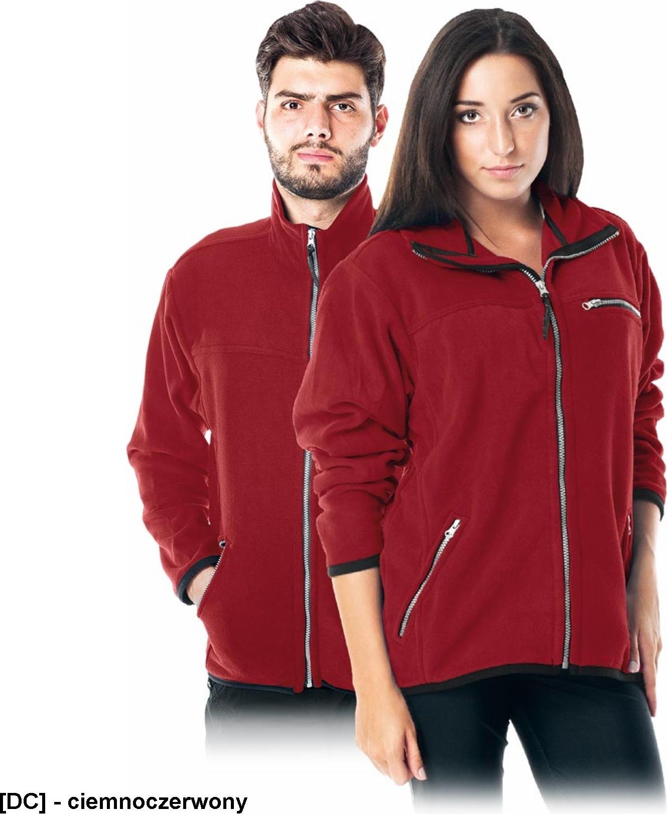 R.E.I.S. POLAR-HONEY - bluza, miły w dotyku krótko strzyżony polar, 100% poliester 290 g/m2, suwak, 3 zasuwane kieszenie - ciemnoczerwony L