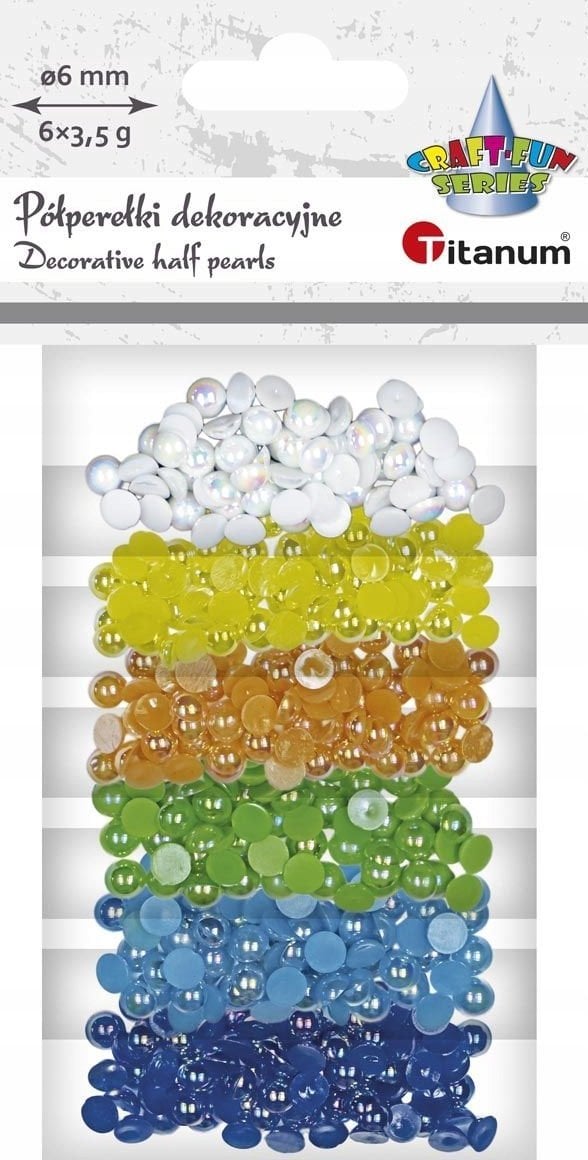 Teka Koraliki plastikowe połówki kuli 6 kolorów 3,5g