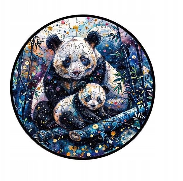 Drewniane puzzle / Wooden Puzzle / Rodzina Pand / Duży Format A3 / 180 el.