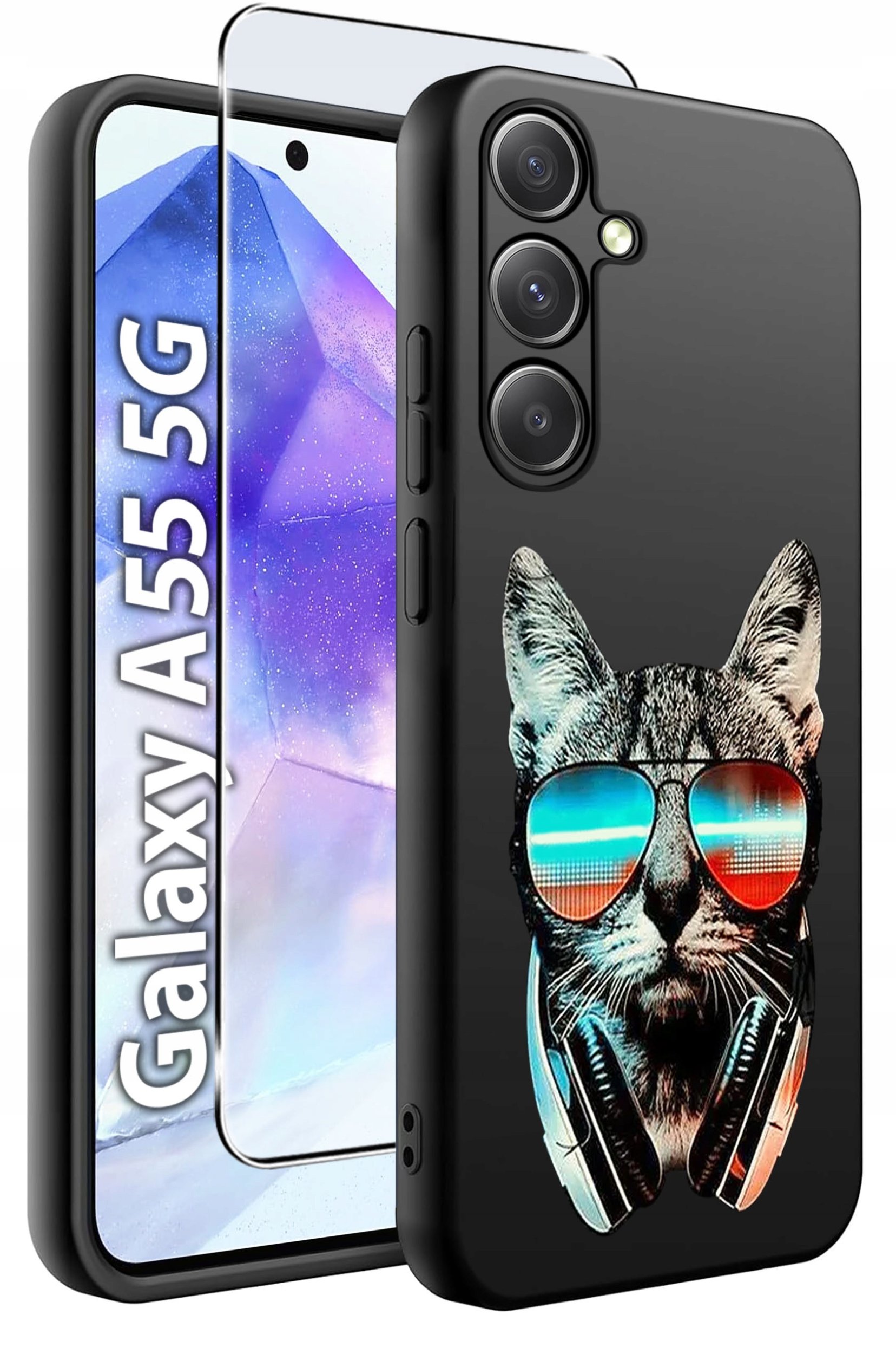 ETUI do Samsung A55 5G WZORY | SILIKONOWE MATT CASE + SZKŁO HARTOWANE 9H