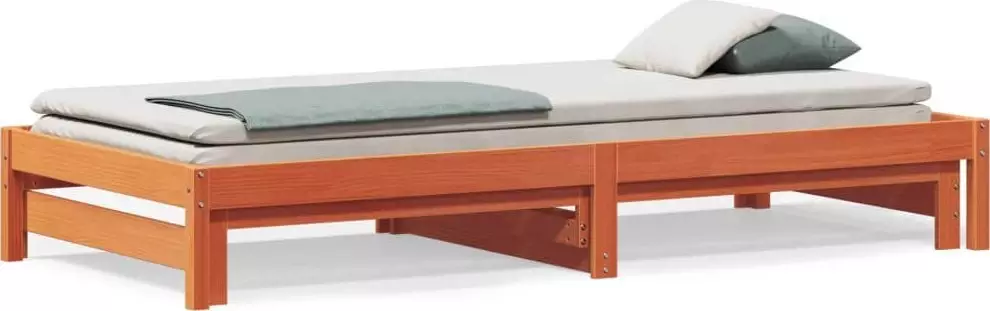 vidaXL Łóżko dzienne rozsuwane, woskowy brąz, 90x200 cm drewno sosnowe