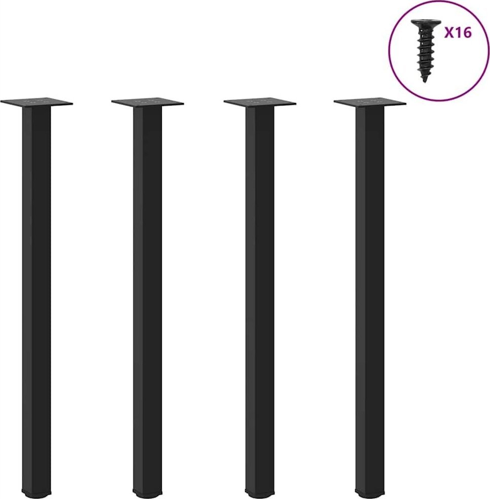 vidaXL Nogi do stolika kawowego, 4 szt., czarne, 72-74 cm, stal