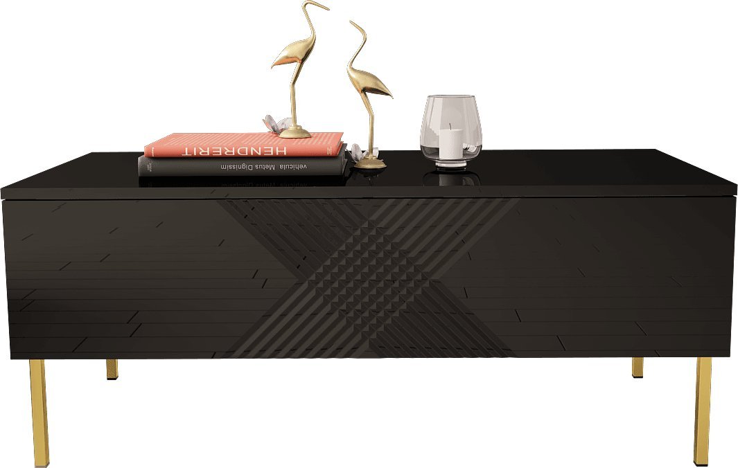 MEGSTYL ŁAWA 120CM NA ZŁOTYCH NÓZKACH - EXITO 3 Czarny połysk
