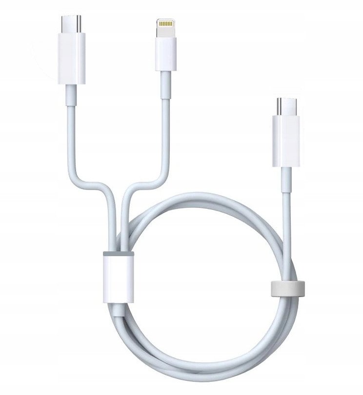 Kabel USB Alogy USB-C - USB-C + Lightning 1.2 m Biały
