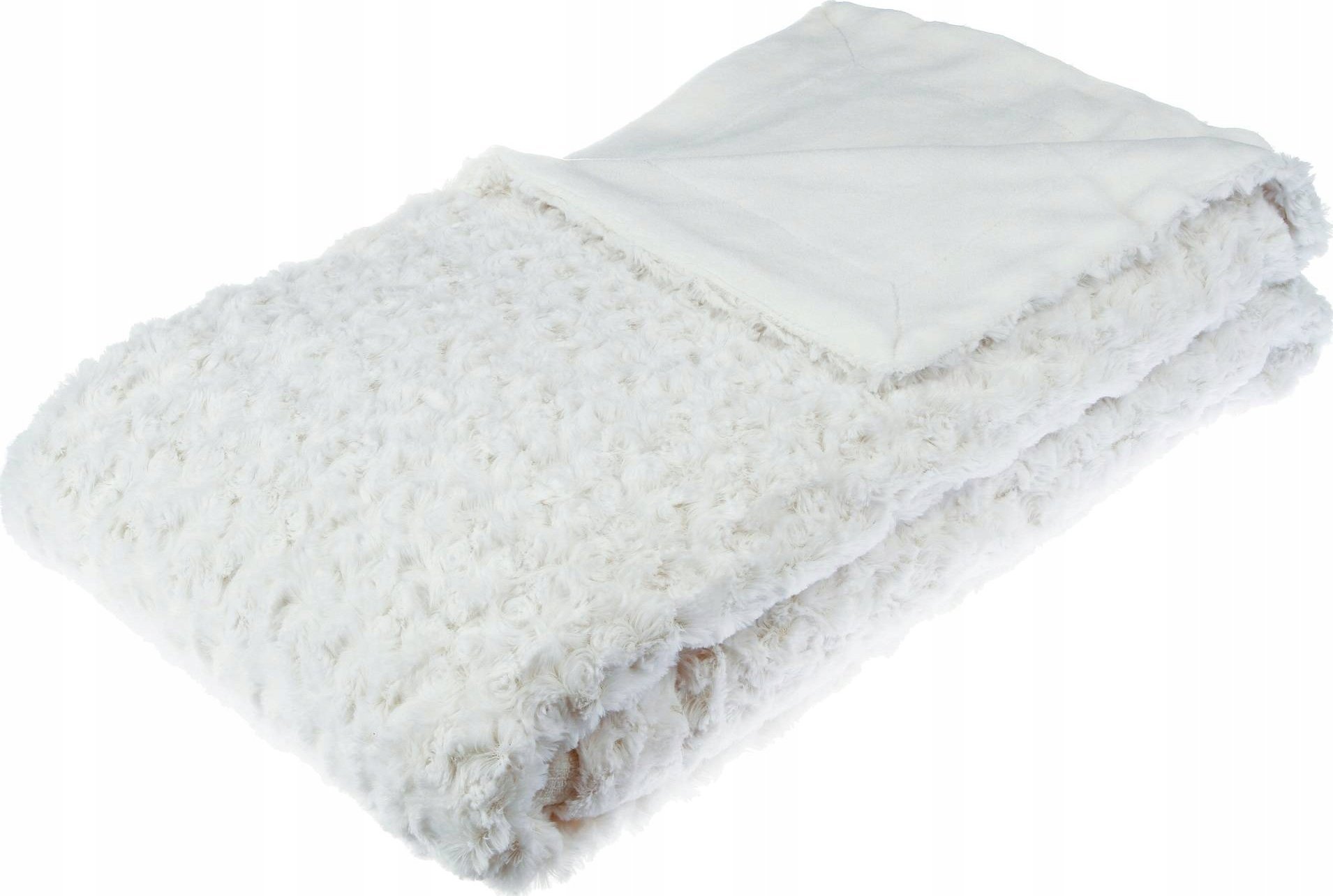 Atmosphera Narzuta na łóżko ze sztucznym futerkiem, 230 x 180 cm, biała