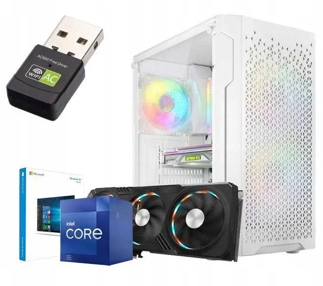 BIAŁY KOMPUTER GAMINGOWY DO GIER Core i5 14400 32GB DDR5 RTX 5060 8GB M2 1TB NVMe W11 RGB