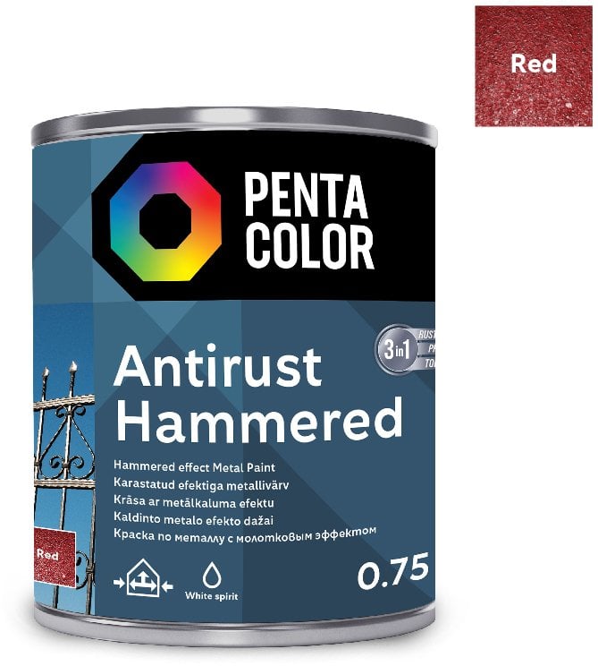 Pentacolor PAINT PENTAC ANTIRUST HAMMERED RED 750ML