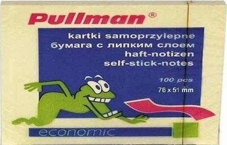 PULLMAN Karteczki samoprzylepne 50x75 PULLMAN P0024 żółty 100 kart