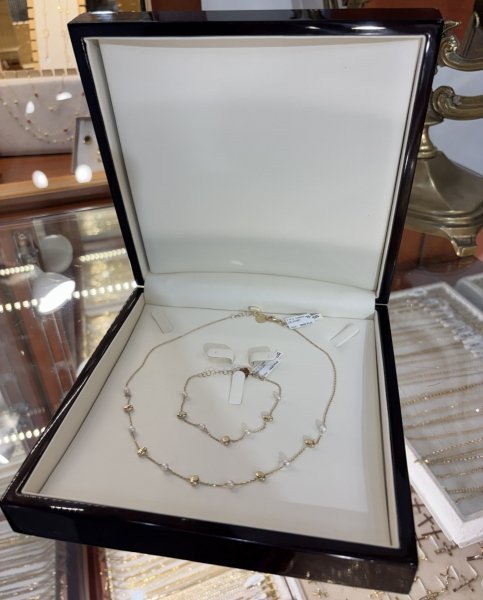 Złoty komplet biżuterii z perłami CE.01067 pr.585