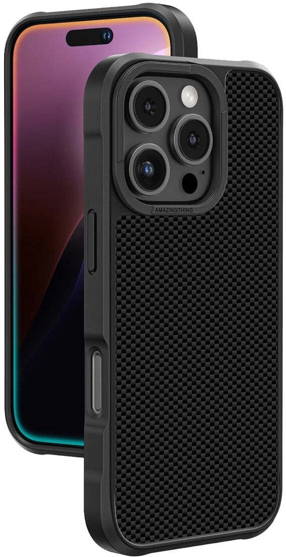 Etui pancerne AMAZINGTHING Titan Max Case z włóknami aramidowymi 600D do iPhone 16 Pro Max - czarne