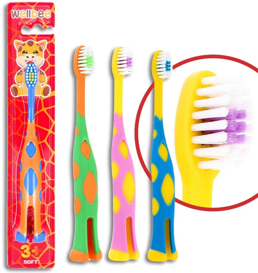 WELLBEE Szczoteczka dla dzieci KIDS(3+) Soft (blister) stojąca - mix kolorów 1szt