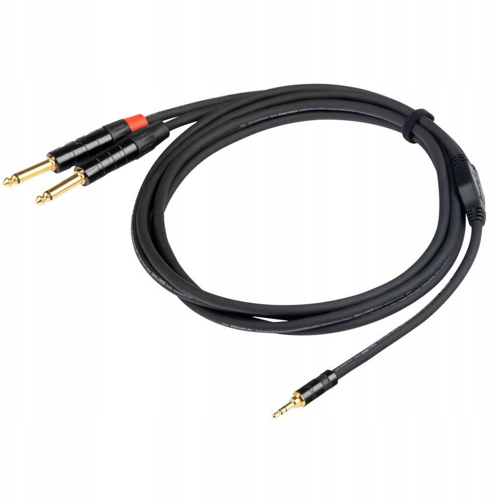 PROEL 3.5mm stereo male - 2 x 6.3mm mono male, 3m, black