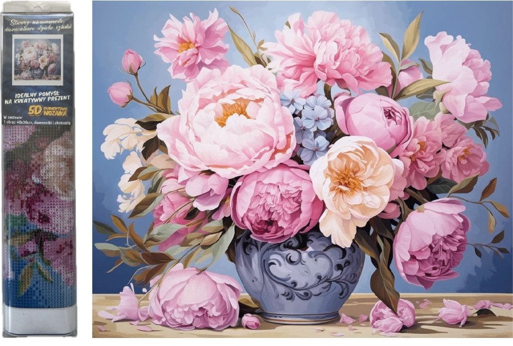 Norimpex Diamentowa mozaika Kwiaty piwonie w wazonie 30x40cm 2000370