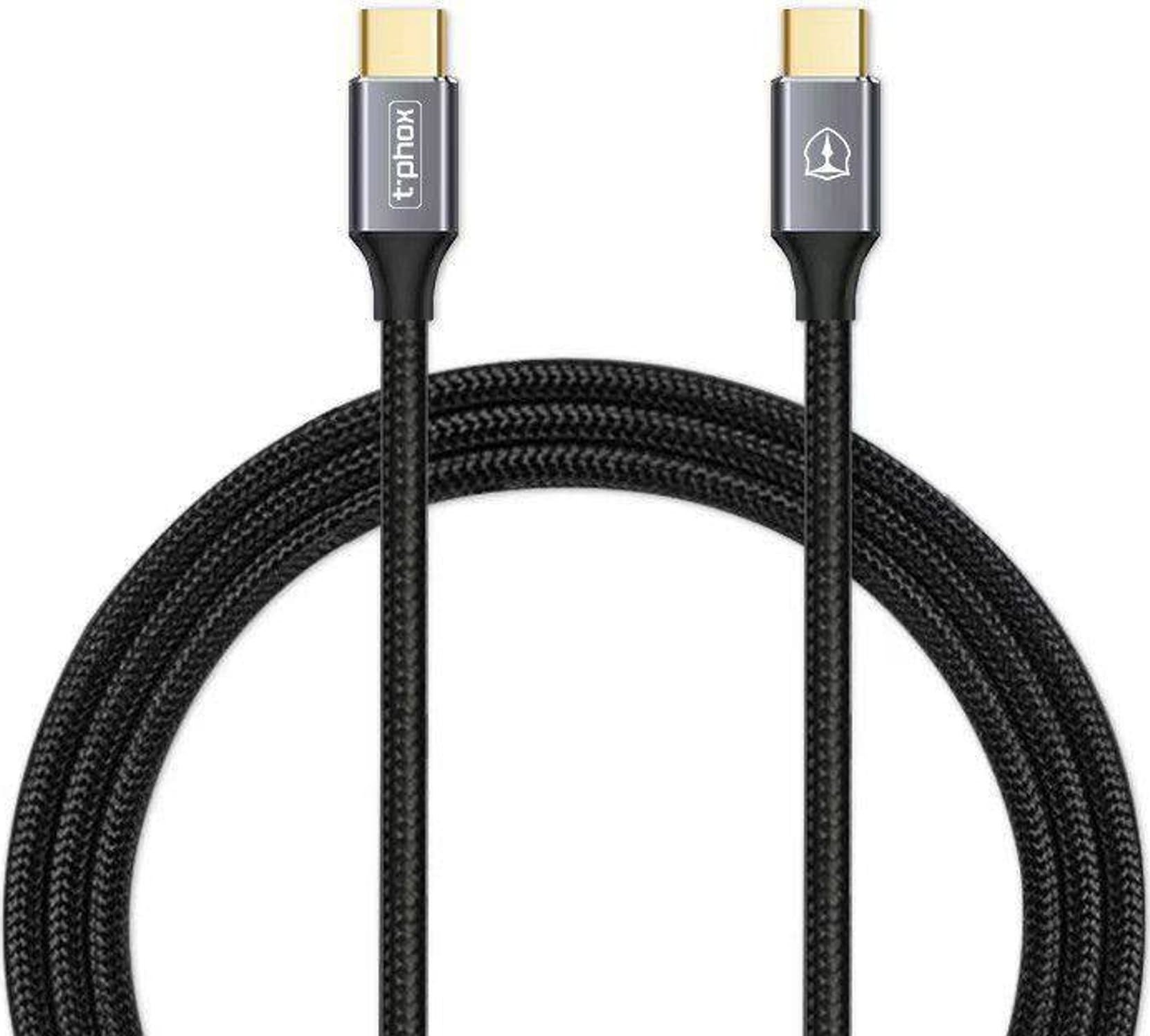 Kabel USB T-Phox USB-C - USB-C 1 m Czarny