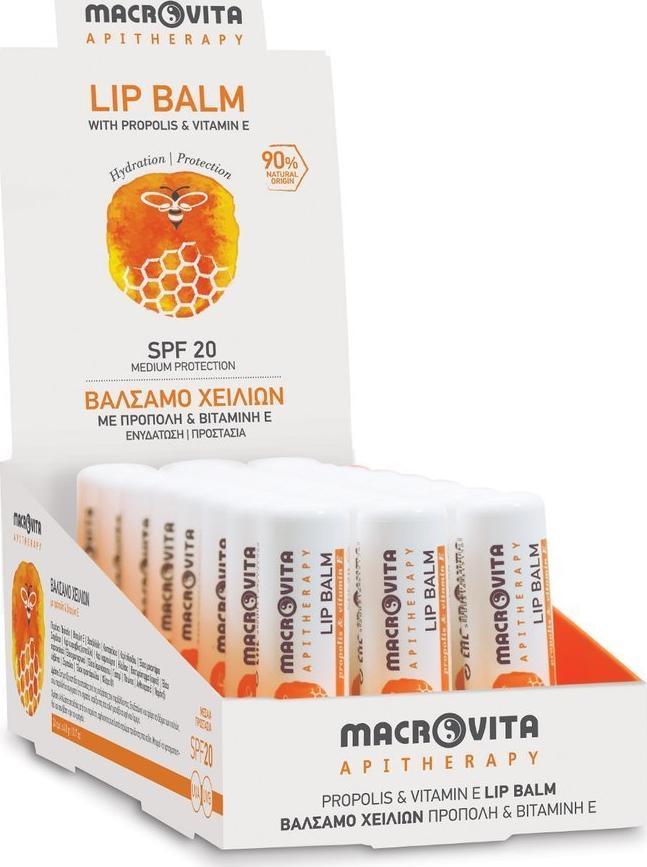 Macrovita MACROVITA pomadka do ust z propolisem i witaminą E SPF20 APITERAPIA 4.8g