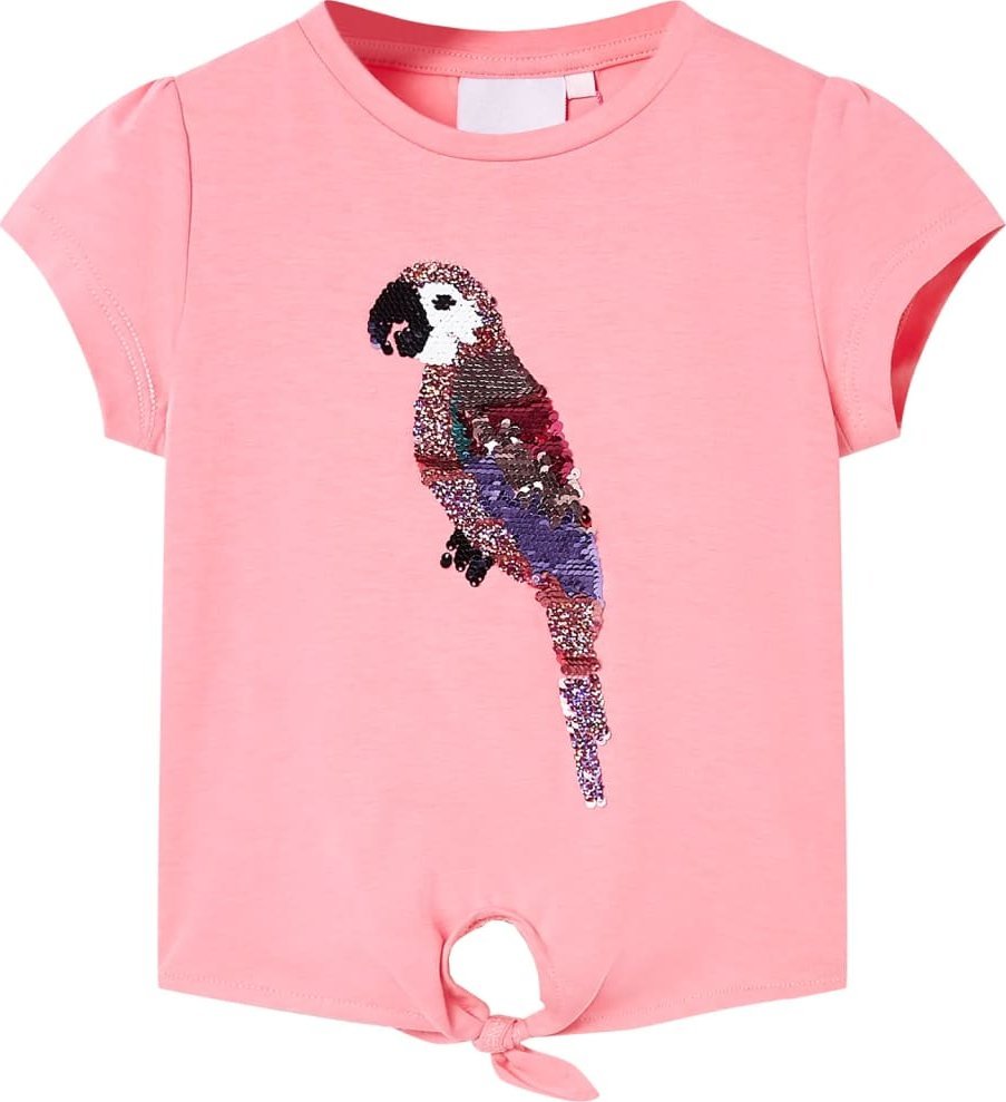 vidaXL Koszulka dziecięca z krótkimi rękawami, fluorescencyjny róż, 128