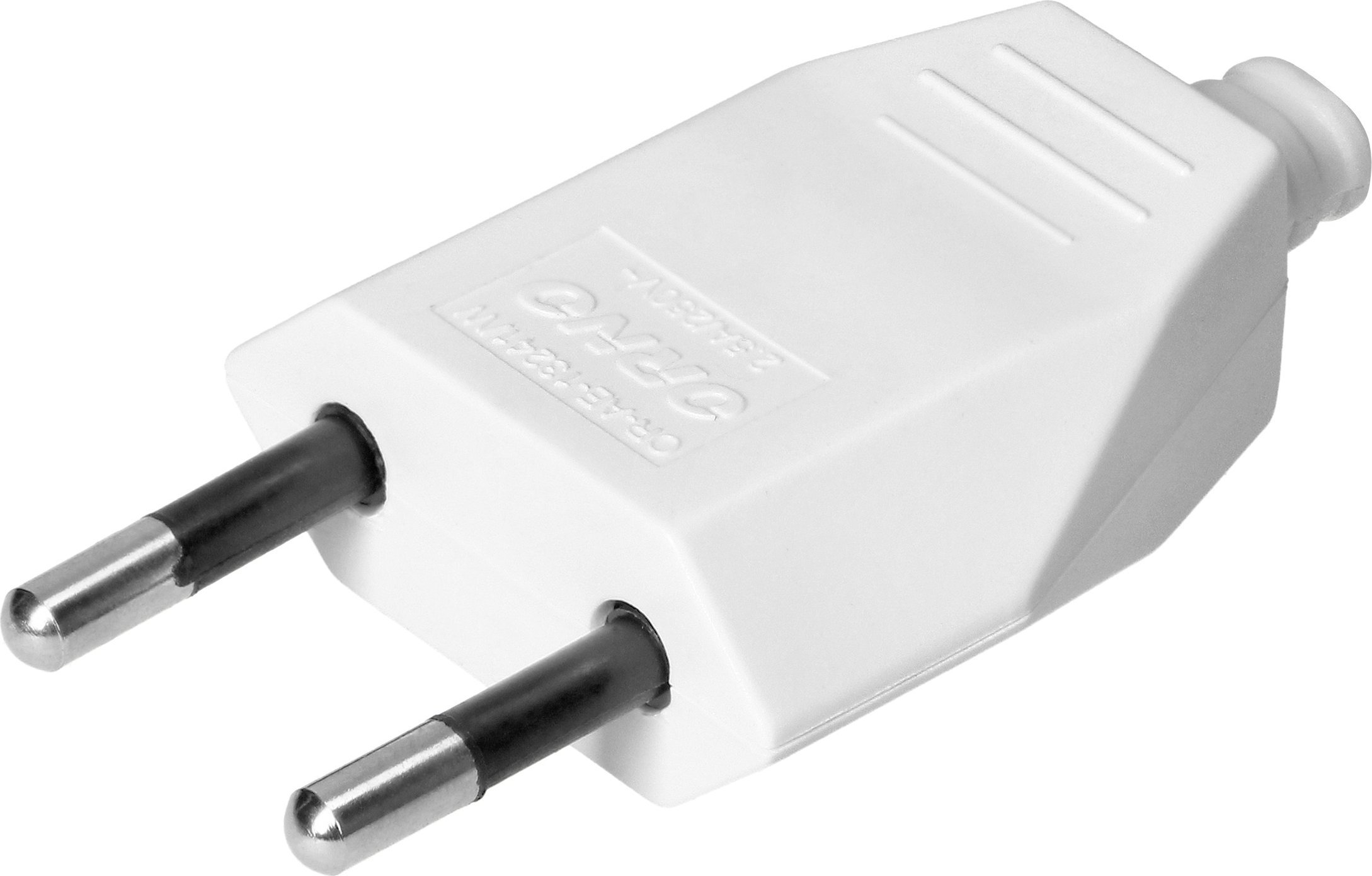 Orno Wtyczka płaska bez uziemienia, 2,5A, 250V, biały poliwęglan, 1 sztuka