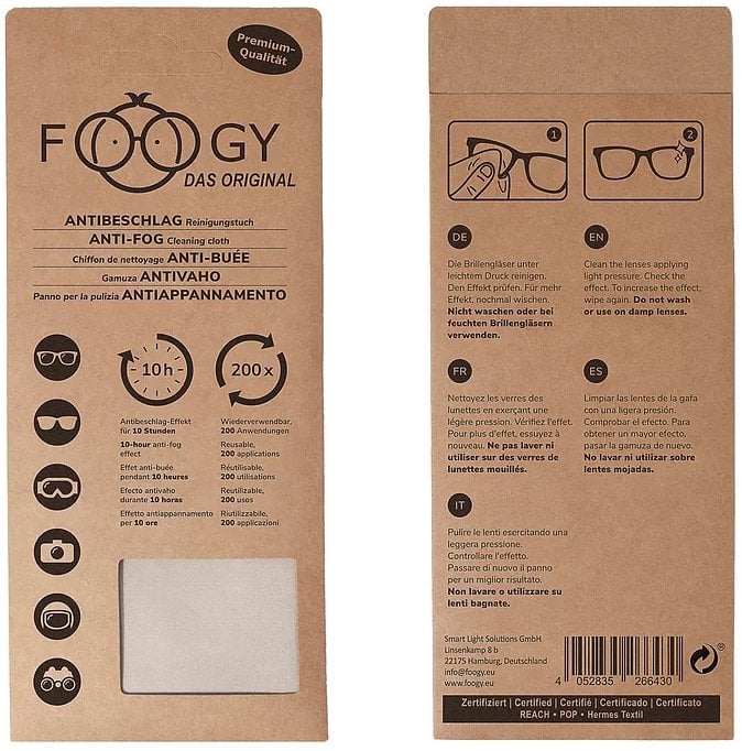 Foogy Brillen Antibeschlag- und Reinigungstuch Mikrofaser retail