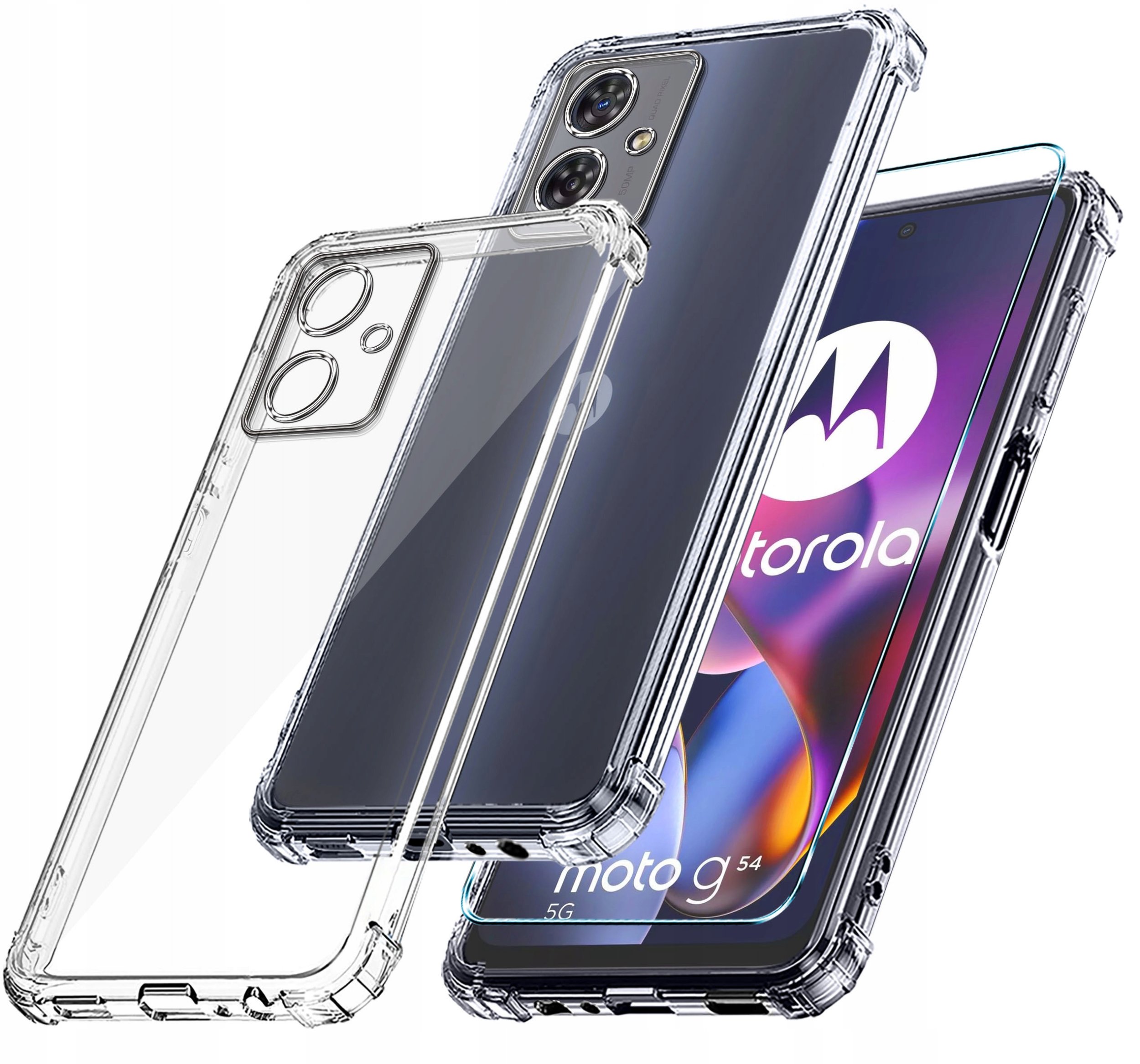Etui do Motorola Moto G54 5G|Power Edition ANTI-SHOCK CLEAR CASE + Szkło 9H
