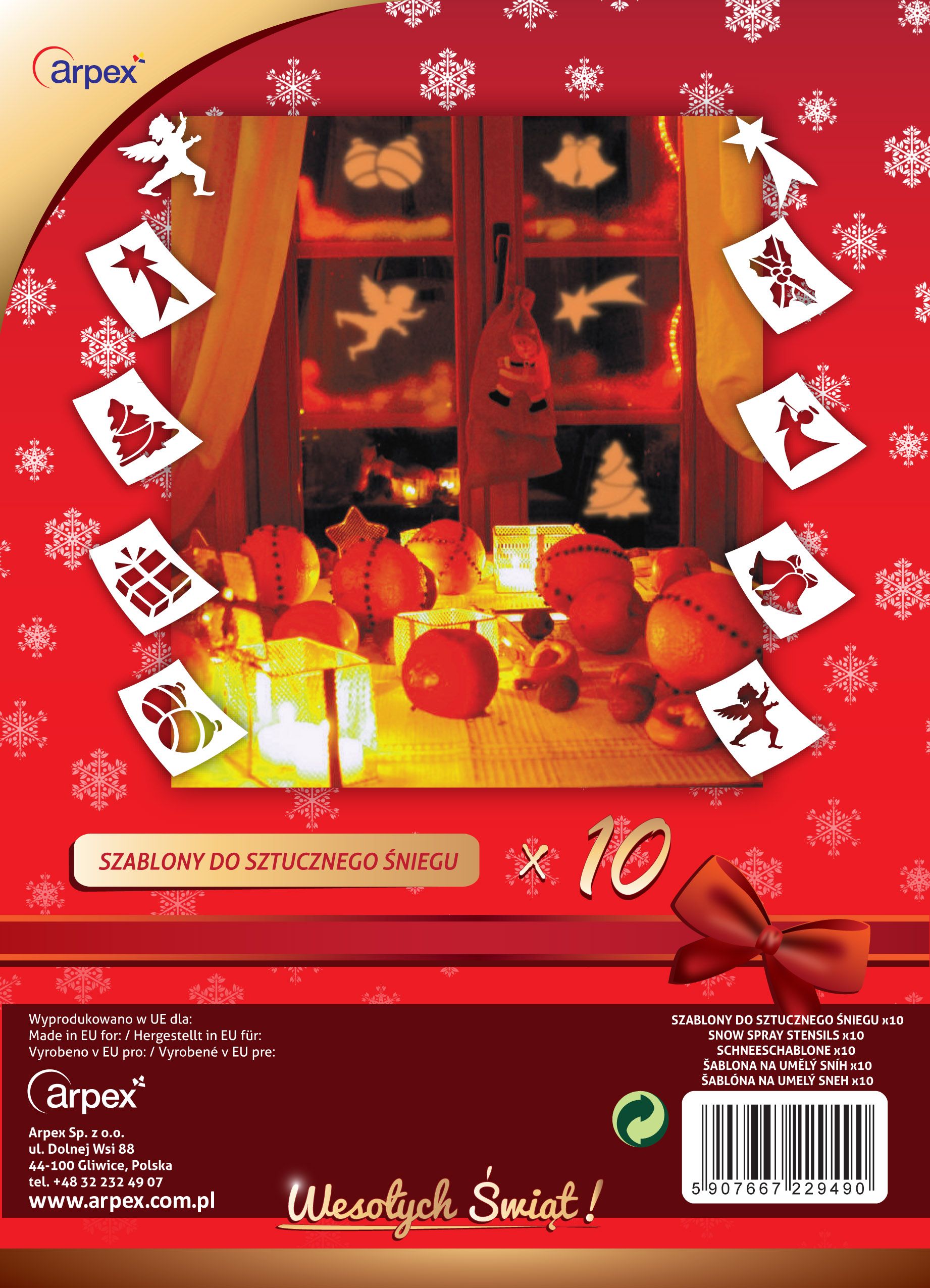 Dekoracja świąteczna Arpex Szablony do sztucznego ¶niegu 10szt (581137) - 5907667229490