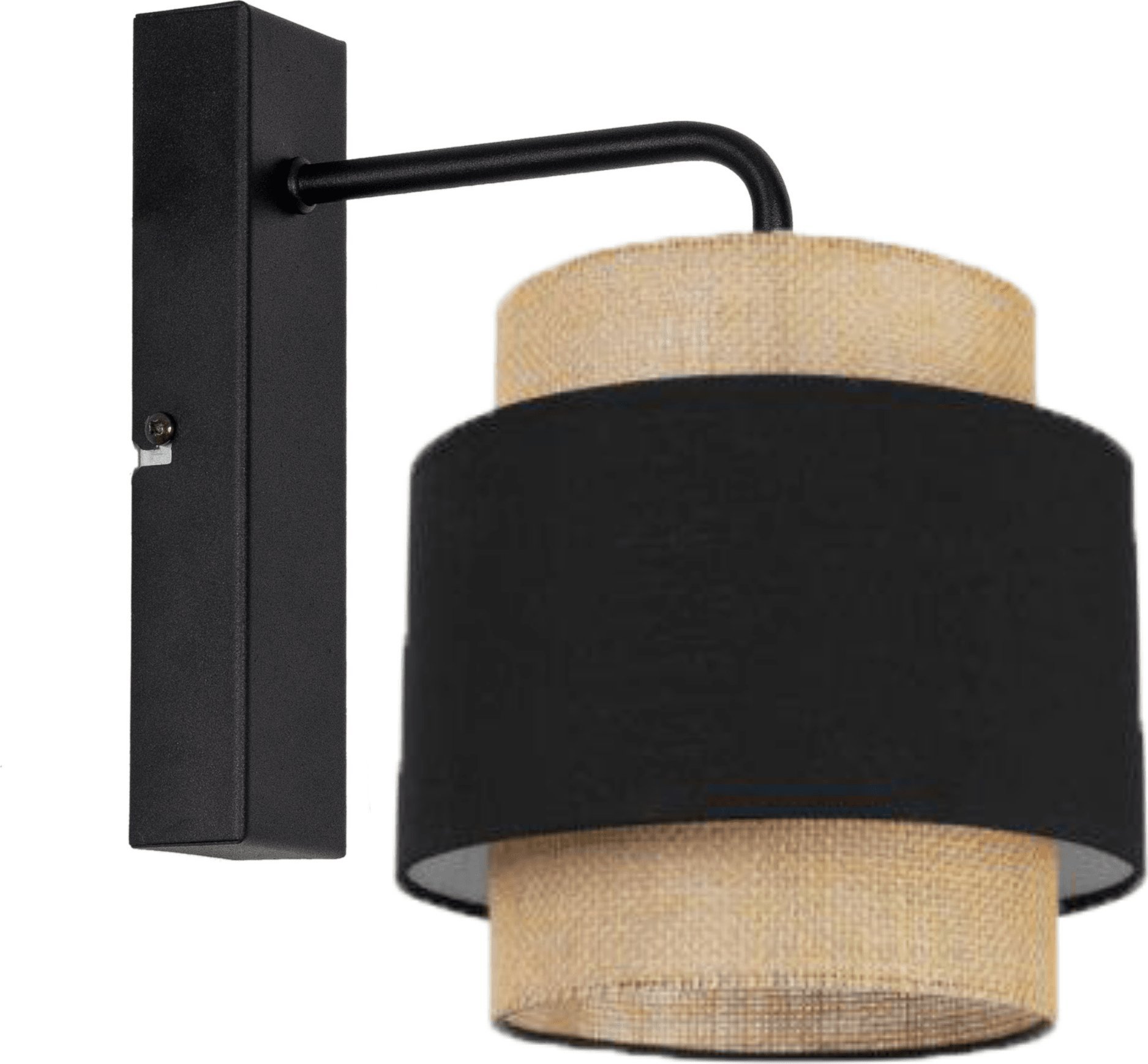 Kinkiet Solar Kinkiet ścienny czarny pojedynczy BOHO len i czerń