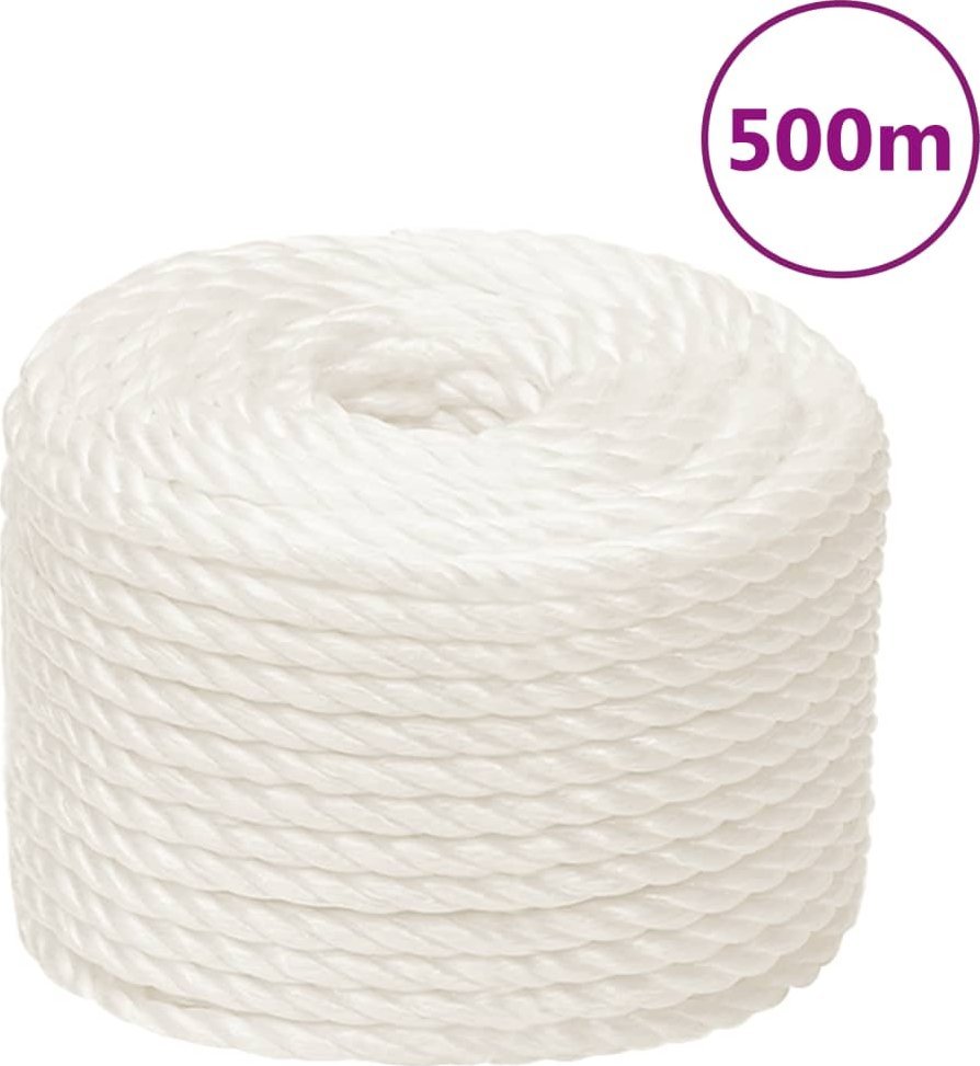 vidaXL vidaXL Linka robocza, biała, 12 mm, 500 m, polipropylen
