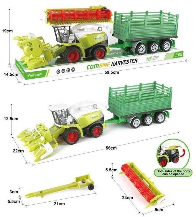 Zestaw kombajnów z przyczepą do siana