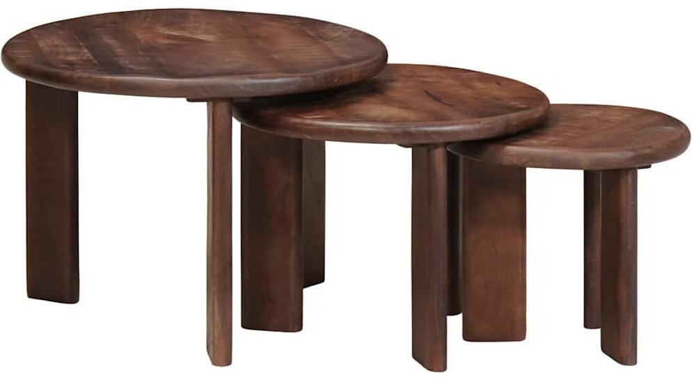 vidaXL Stolik gniazdowy 3 pcs Ciemnobrązowy Drewno mango