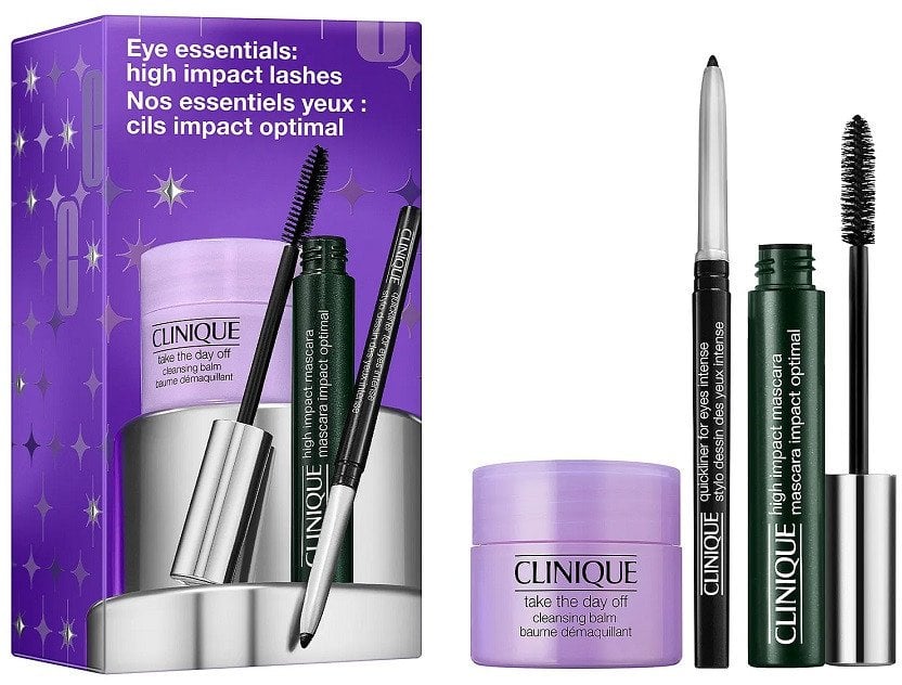 Clinique Eye Essentials: High Impact Lashes zestaw tusz do rzęs 7ml + balsam do demakijażu 15ml + kredka do oczu 0.34g