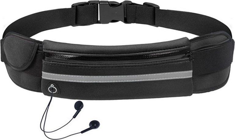 Hurtel Pas do biegania saszetka nerka na bidon etui na telefon z wyjściem na słuchawki czarny