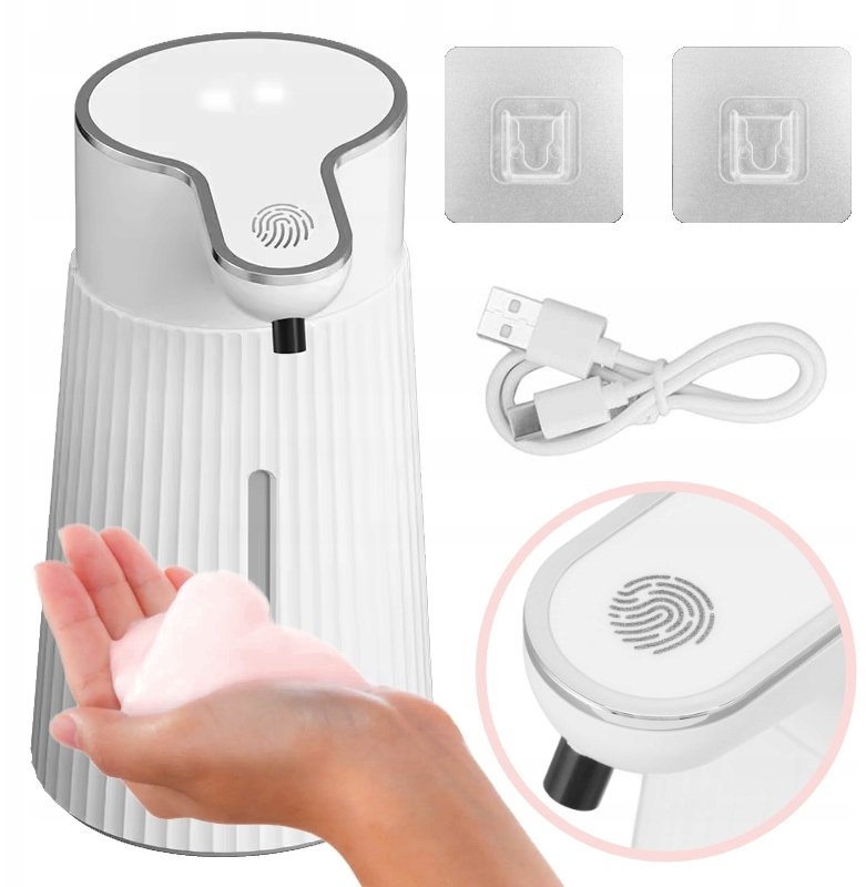 Bezdotykowy Dozownik Mydła Płynu 400ml Automatyczny Dyspenser Duży USB-C IR