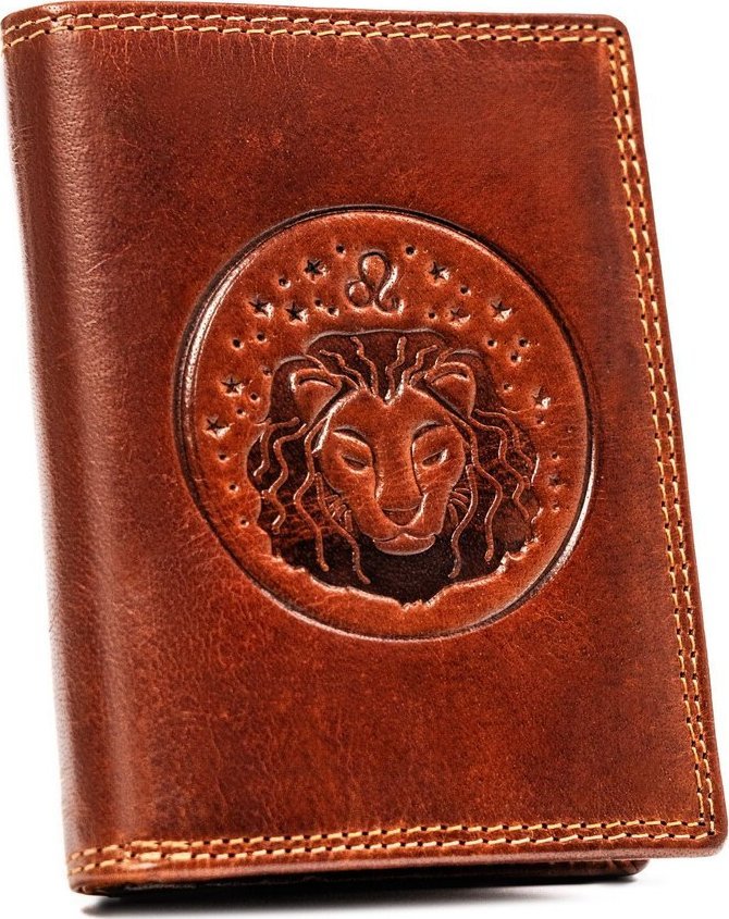 Peterson Duży, skórzany portfel męski z wytłoczonym znakiem zodiaku - Peterson NoSize