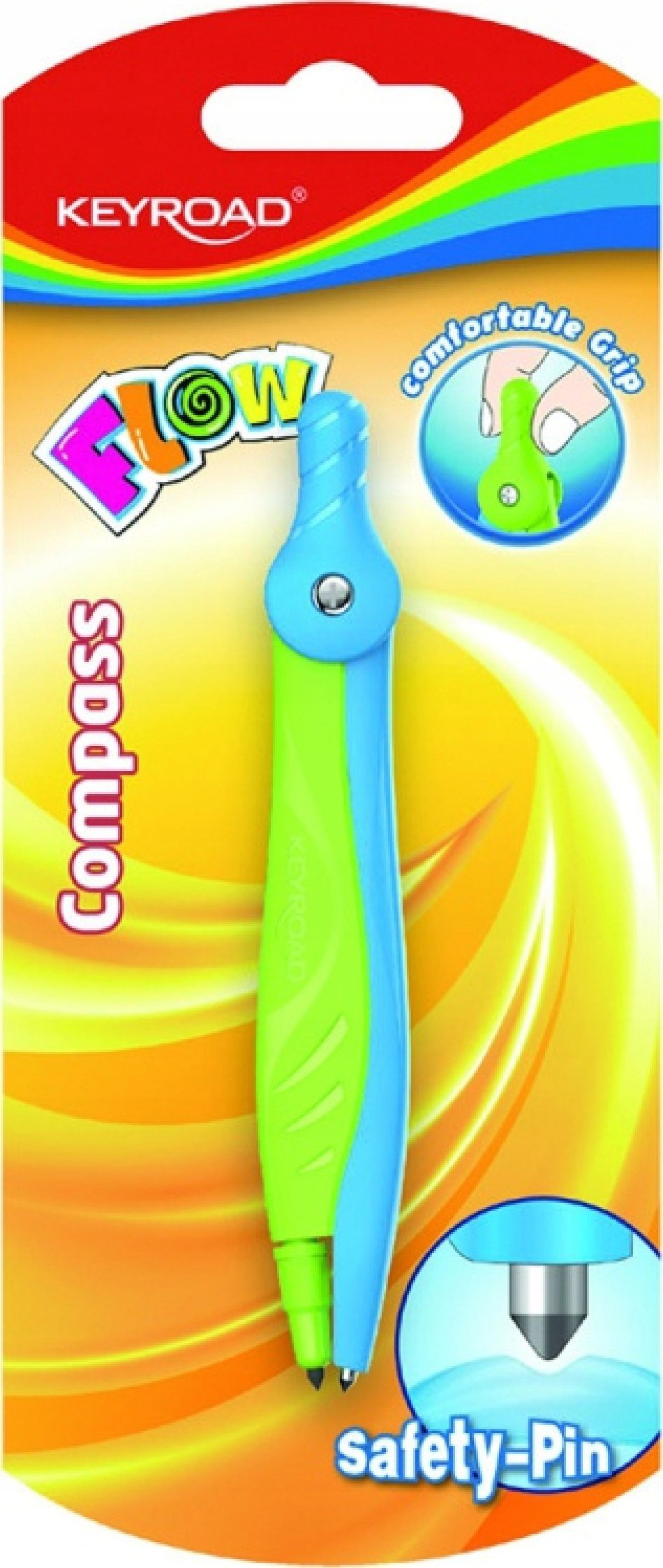 Keyroad Cyrkiel plastikowy KEYROAD Flow, blister, mix kolorów