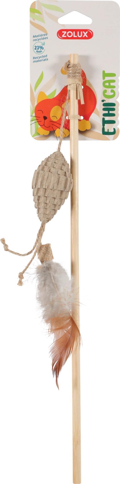 Zolux ZOLUX Zabawka dla kota ETHICAT wędka piłka z tektury i piórka