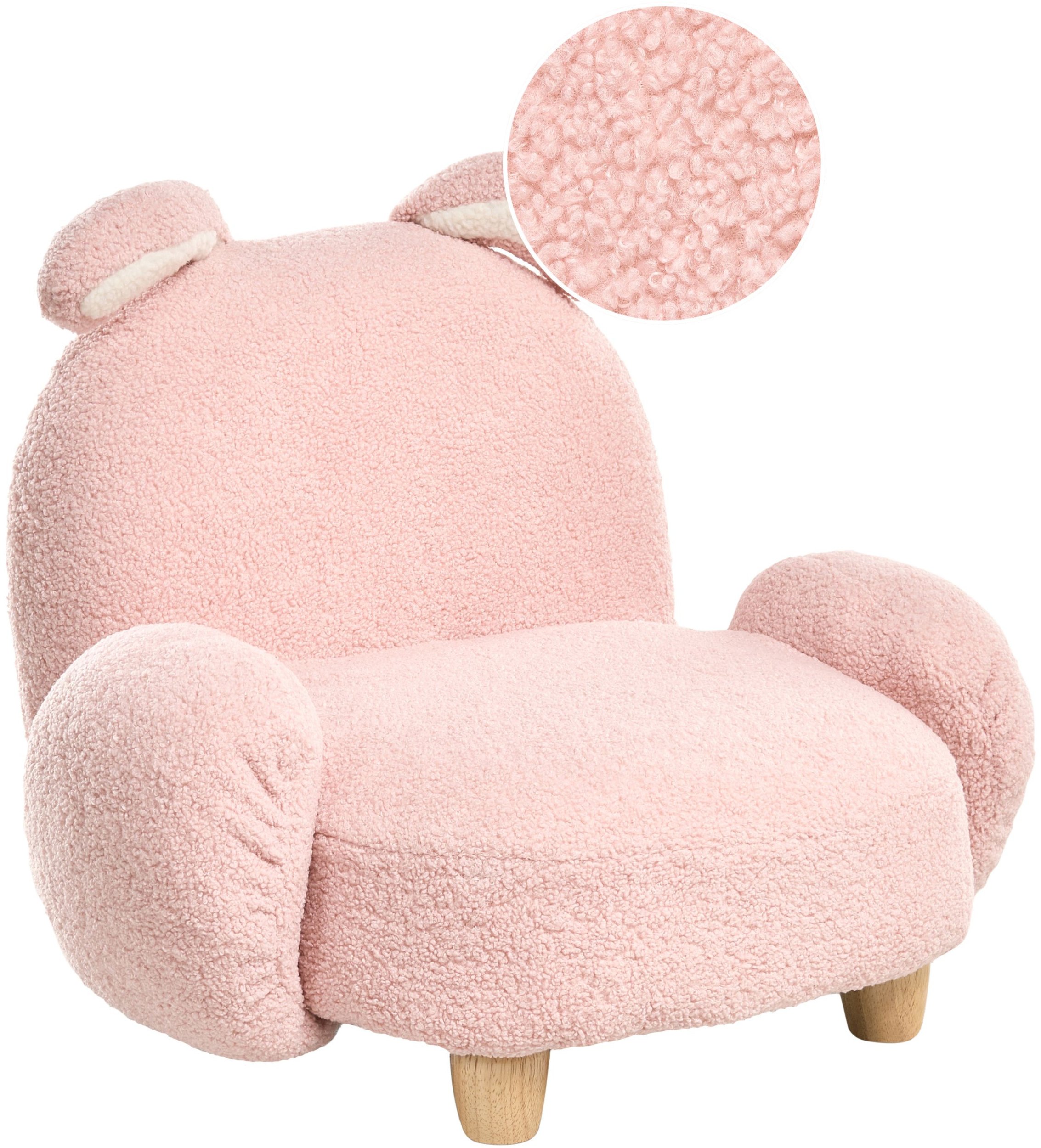 Toaletka dziecięca z taboretem Fotel dziecięcy Królik KANNA Boucle Pastelowy róż