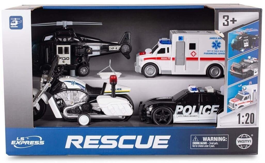 Zestaw policyjny z radiowozem i karetką 4el