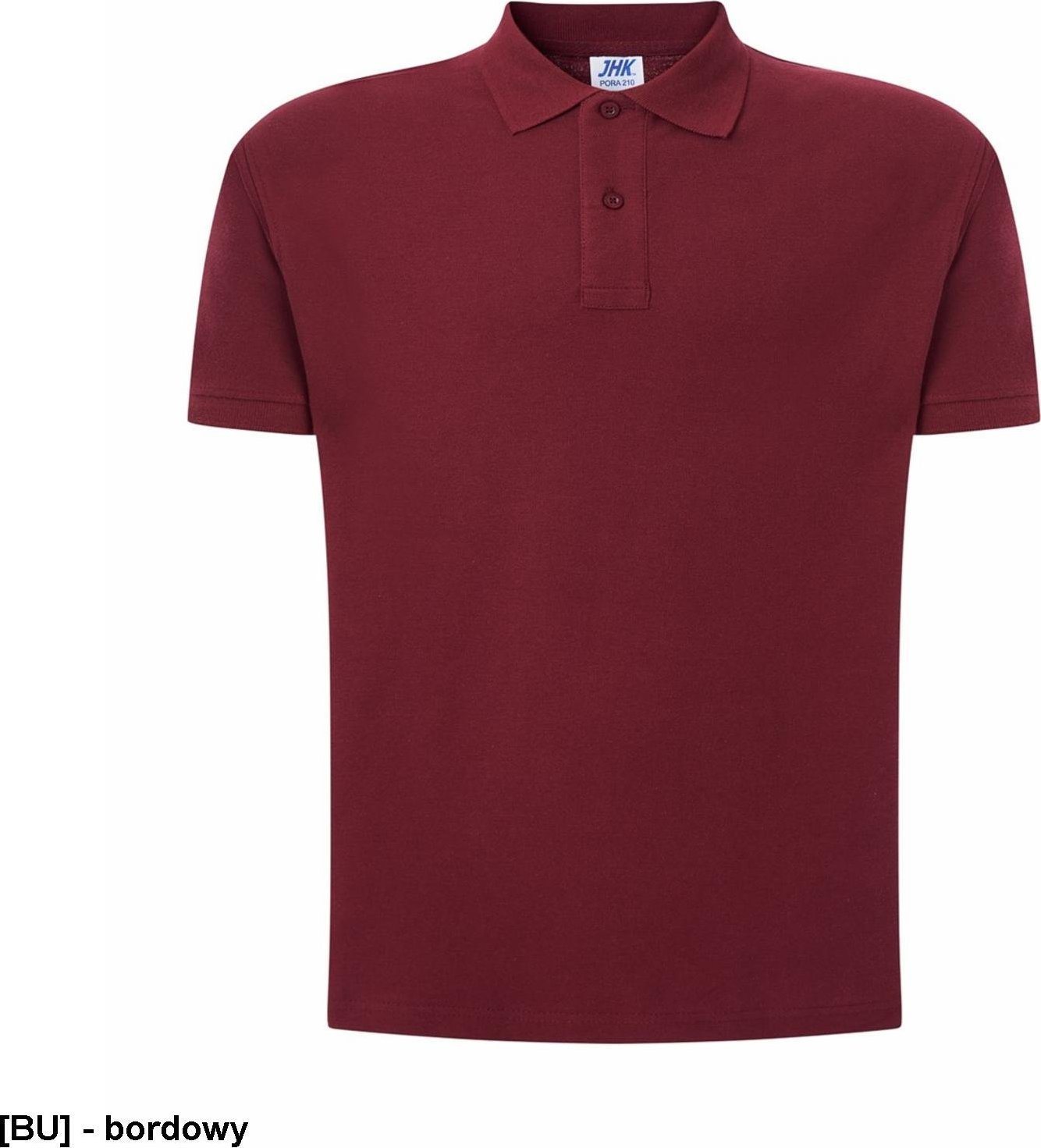JHK PORA 210 - męskie polo z krótkim rękawem 100% stabilizowana bawełna, 200- 210g - bordowy XS