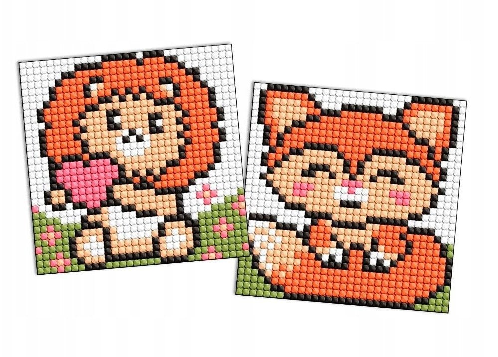 Diamentowa mozaika na magnesie IDEYKA, 9x9 cm, kids, czerwone zwierzęta, 2 szt.