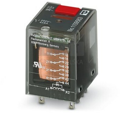 Phoenix Contact Przekaźnik przemysłowy 2P 12A AgNi 24V DC do gniazda ECOR-2, REL-IR-BL/L- 24DC/2X21