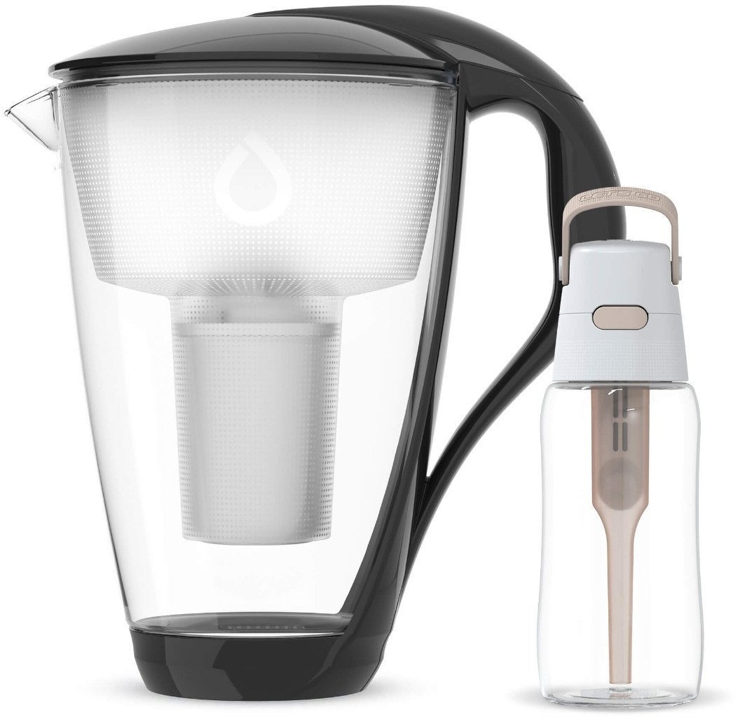 Szklany Dzbanek Dafi CRYSTAL Czarny Classic z Beżową Butelką Solid 0,5