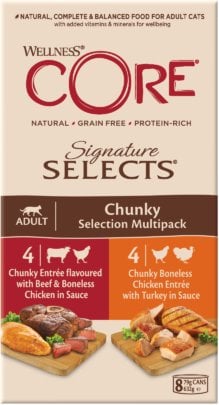Core Signature Selects Chunky Multipack, zestaw puszek dla kotów dorosłych, 4x2 smaki, 8x79g/635g