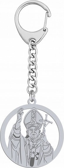 Radziszewska Jewellery Srebrny Papież Jan Paweł II Brelok GRAWER GRATIS