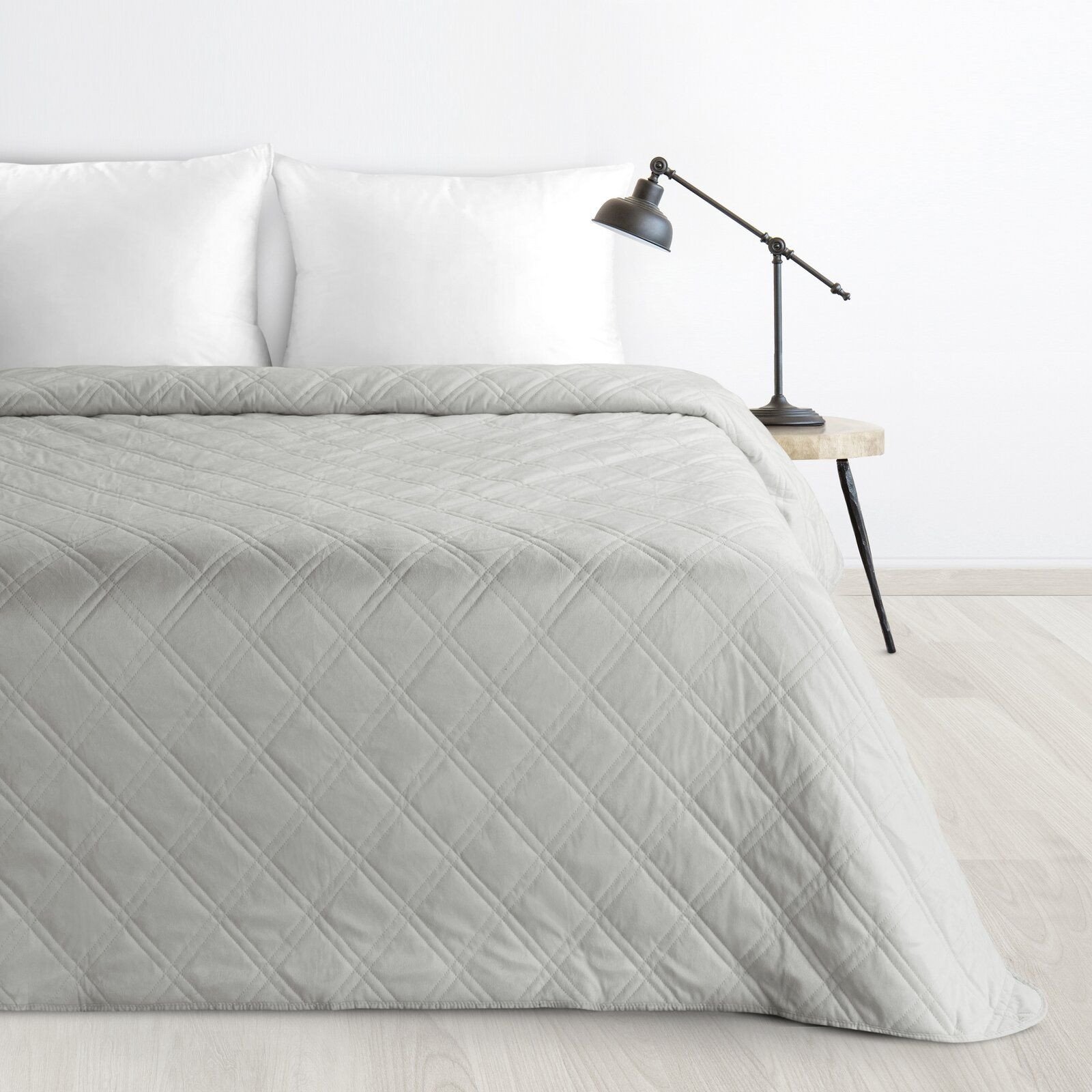 Narzuta 200220cm Luiz8 srebrna welur hotpress pikowana