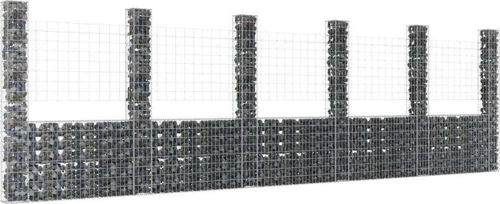 vidaXL Ogrodzenie gabionowe z 6 słupkami, żelazo, 620x20x200 cm!
