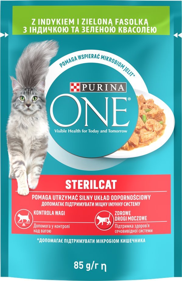 Purina One Sterilcat z indykiem i zieloną fasolką 85g