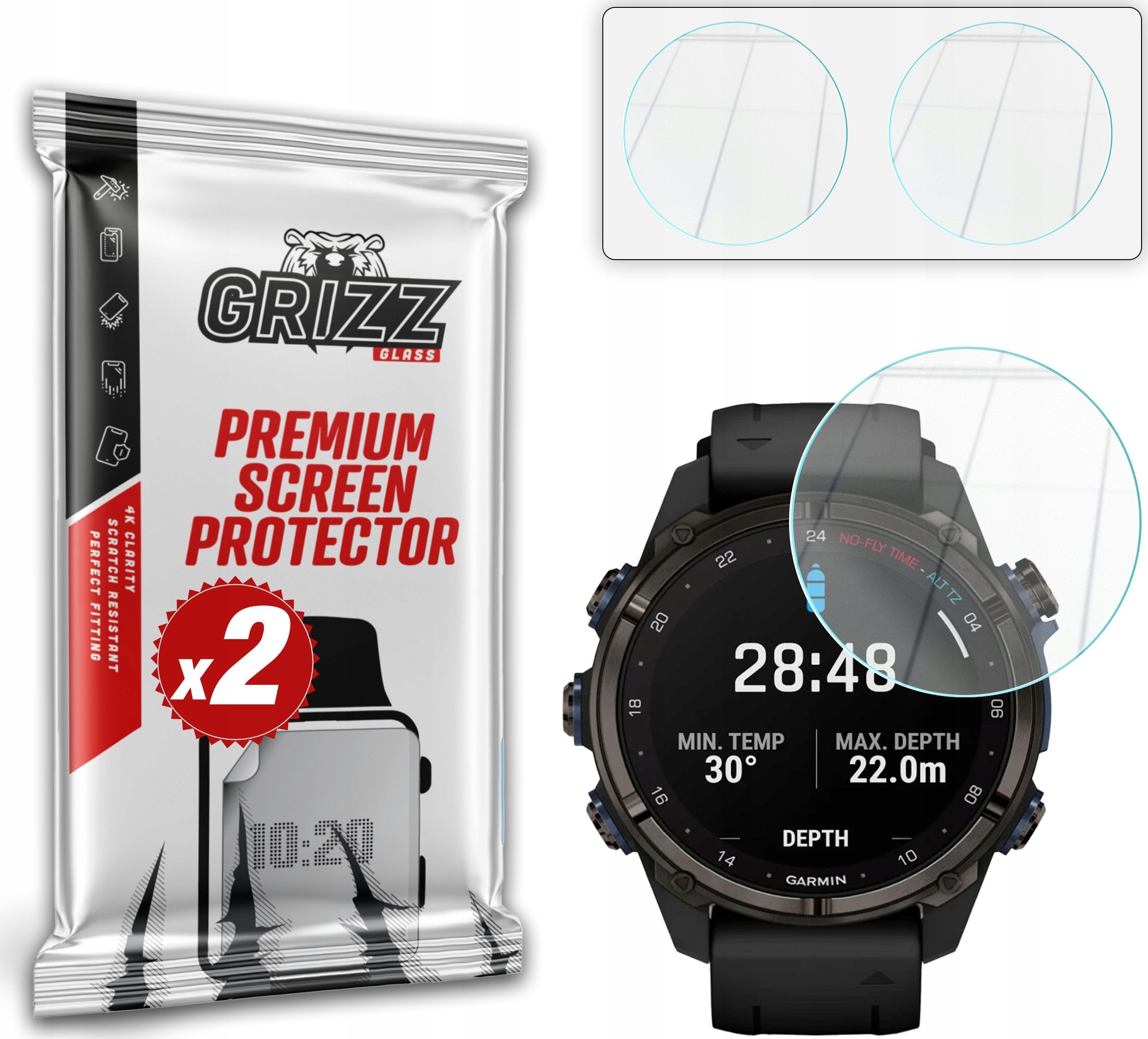 Szkło hybrydowe GrizzGlass HybridGlass do Garmin Descent Mk3 43mm